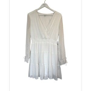 NWT City Vibe White Romantic Feminine  Pin Dot Fit & Flare Dress Size Large